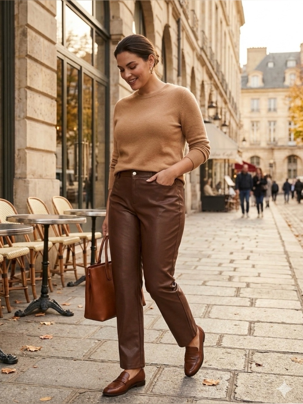 Talbots Faux Leather Straight Leg Pants Women’s Size 12 Brown 5 Pocket NWT - Picture 1 of 13